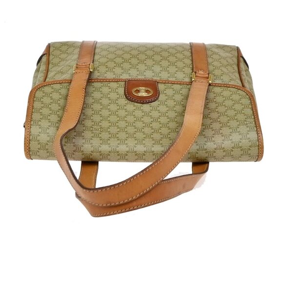 CELINE Logo Macadam Pattern Shoulder Hand Bag PVC Leather Brown GHW 61KA847 - Picture 5 of 16